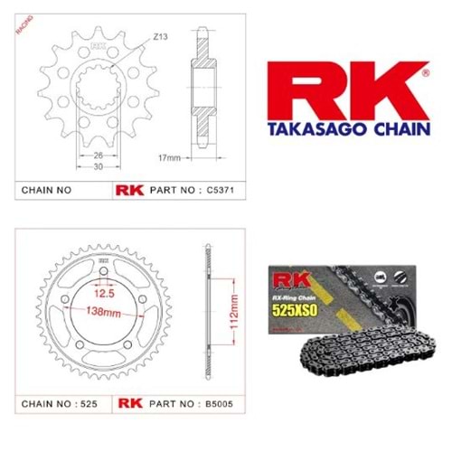 Rk Zincir Dişli Seti Honda Xl 1000 V Varadero 99-