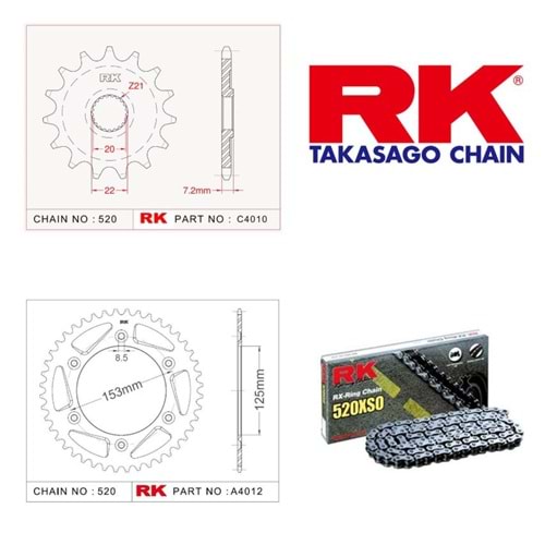 Rk Zincir Dişli Seti Honda Crf 250 X 04-17