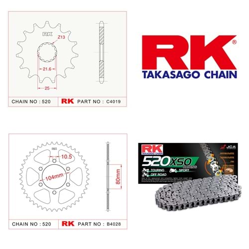 Rk Zincir Dişli Seti Kawasaki Vulcan S 15-20