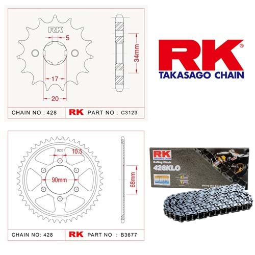 Rk Zincir Dişli Seti Honda Cb 125 R 18-20, Cbr 125 R 18-20
