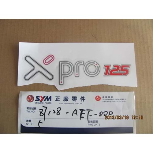 SYM 87128-AEF-000 LOGO STICKER ARKA XPRO 125