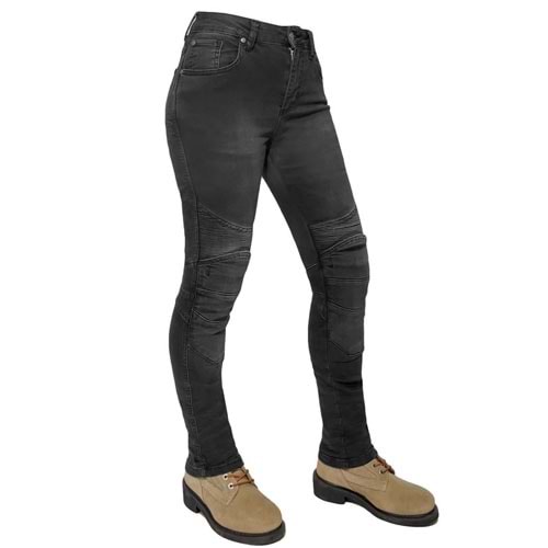 EVO Ultra Flexi Smoky Black Korumalı Motosiklet Kot Pantolonu Kadın