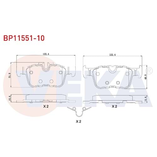 Disk Balata Volvo S60, S90 II 16>, V60, V90, XC60, T5, T6, D3, D4 Arka