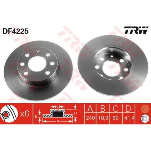 Fren Diski Opel Corsa C Arka - 240 MM - TRW