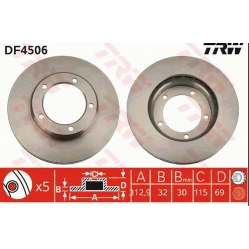 Fren Diski Toyota Land Cruiser 4.2, 4.7 VX100 Ön - 313 MM - TRW