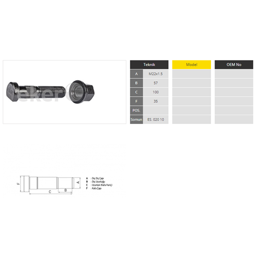 DORSE SERTEL DİNGİL BİJON ORT.FREZE 100 mm - EKER