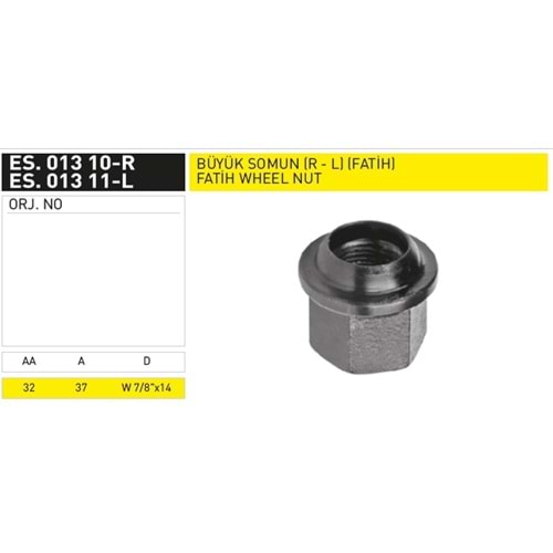 BİJON SOMUNU 7/8x14 SAĞ DİŞ TAKVİYELİ - EKER