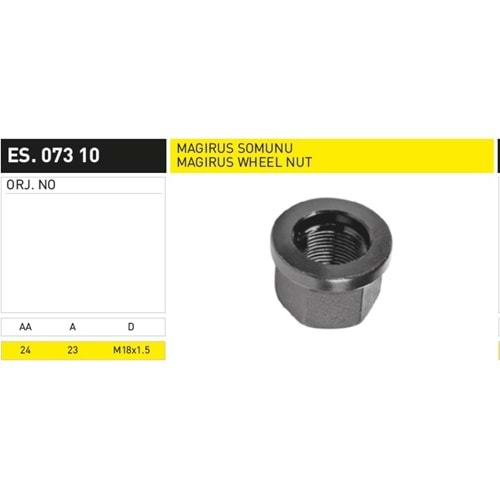 BİJON SOMUNU M18x1,5 DİŞ DÜZ - EKER
