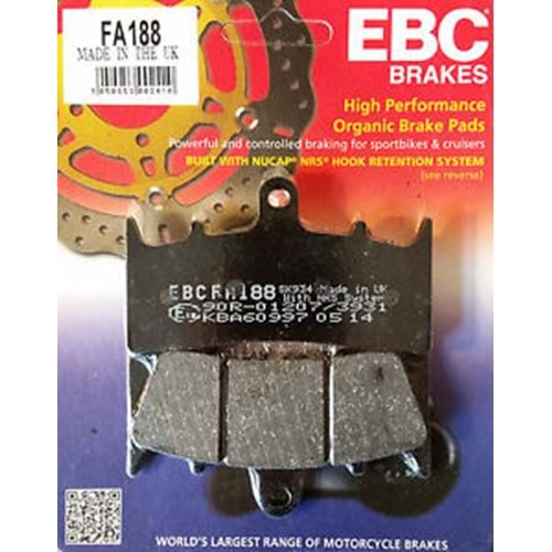 188 EBC ORGANİK BALATA ÖN VN1500, VN1600, GSXR1300 HAYABUSA (FA188)