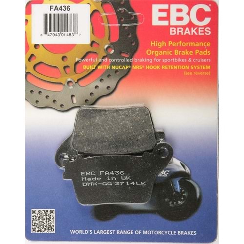 436 EBC ORGANİK BALATA ARKA HONDA CBR 1000 RR, CB 600, CBR 600, NC 700, ZX 10 R (FA436)