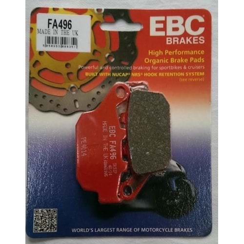496 EBC ORGANİK BALATA ARKA GW 250 INAZUMA, NC 750 S, NC 750 X, CBR 250 R, RX3İ EVO (FA496)
