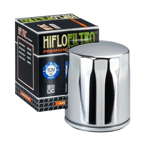 170 HİFLO YAĞ FİLTRESİ KROM Harley Davidson XL883, XLH883, XL1000, XL1200, XR1200 (HF170C)