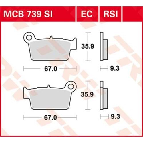 367 TRW SİNTERLİ BALATA ARKA KX250, YZ125, YZ250, WR250 F, BETA 250 RR 2T, GAS GAS EC 250 2T (MCB739SI)