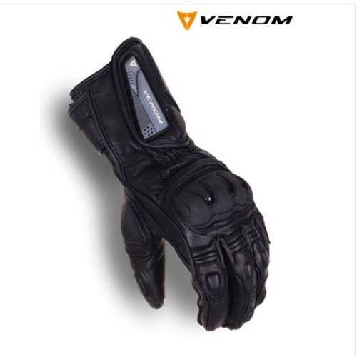 VENOM D2 UZUN SİYAH MOTOSİKLET ELDİVENİ - SİYAH - S BEDEN