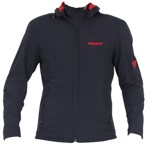 Venom Jaws Kapşonlu Soft Shell Motosiklet Montu Siyah