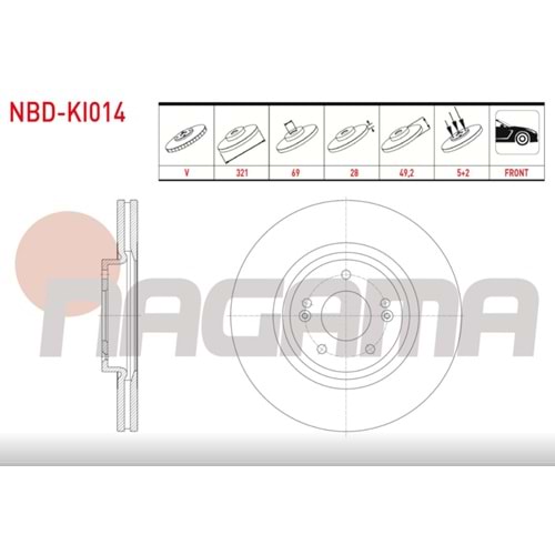 Fren Diski Kia Sorento 2.0 CRDI (XM) 09-05, Hyundai Santa Fe Ön - 321 MM