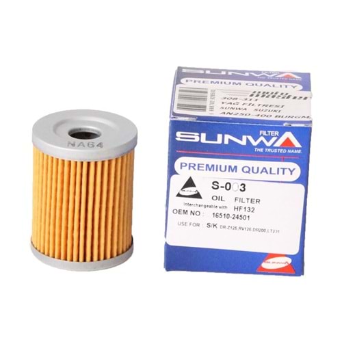 132 SUNWA S-003 YAĞ FİLTRESİ AN250, AN400, DR125, DR250, X-MAX400, MAX400