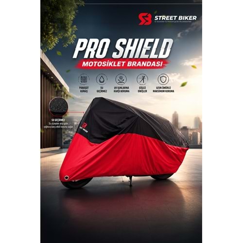 MOTOSİKLET BRANDASI PRO SHIELD - STREET BIKER - KIRMIZI SİYAH - L