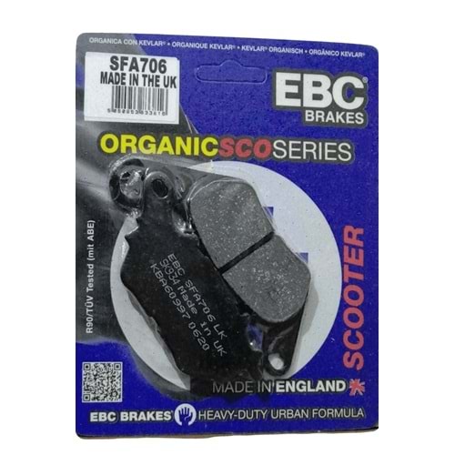 706 EBC BALATA ORGANİK ARKA YAMAHA X-MAX125 18 ABS, X-MAX250 ABS, X-MAX300 17-18 (SFA706)