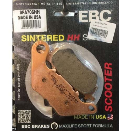 706 EBC SİNTERLİ ARKA BALATA XMAX125, XMAX250, XMAX300 2018 (SFA706HH)