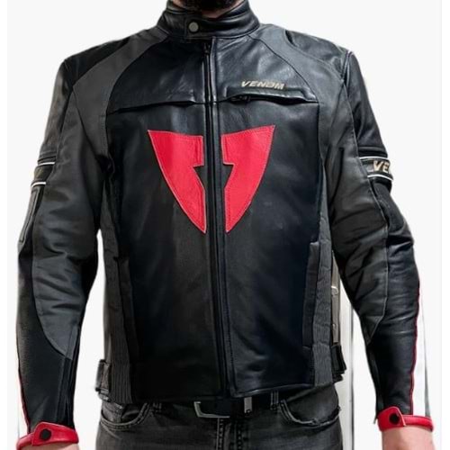 VENOM D1 RACING DERİ MOTOSİKLET MONTU SİYAH (L)