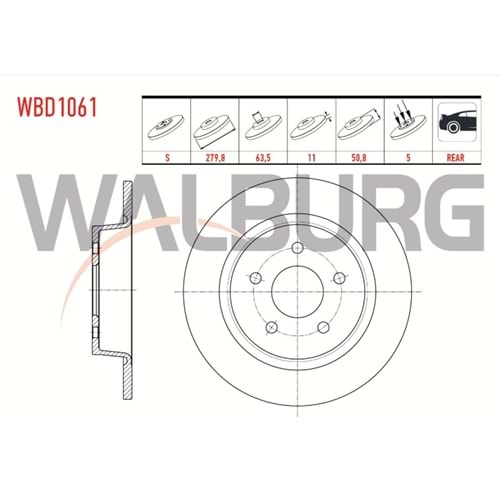 Fren Diski Ford Kuga II, Connect, C-MAX Arka - 280 MM