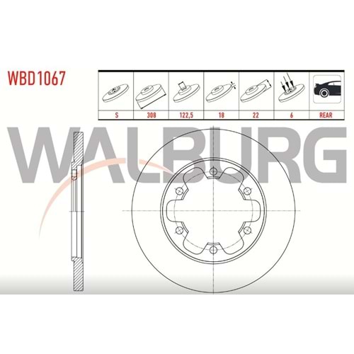 Fren Diski Ford Transit V363 Çift Teker 14> Arka - 308 MM