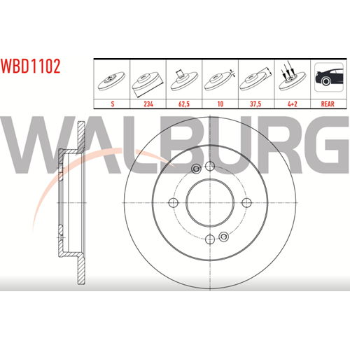 Fren Diski Hyundai I10, Kia Picanto (BA) 04-11 Arka- 234 MM -