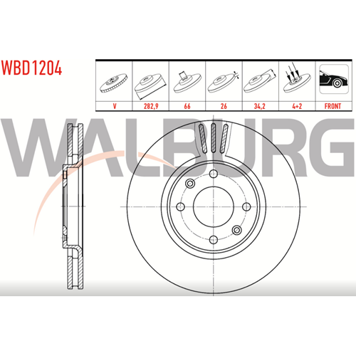 Fren Diski Peugeot 207, 307, 5008, Partner Tepee, Citroen C4, C5, Ds3, Ds4 Ön - 283 mm