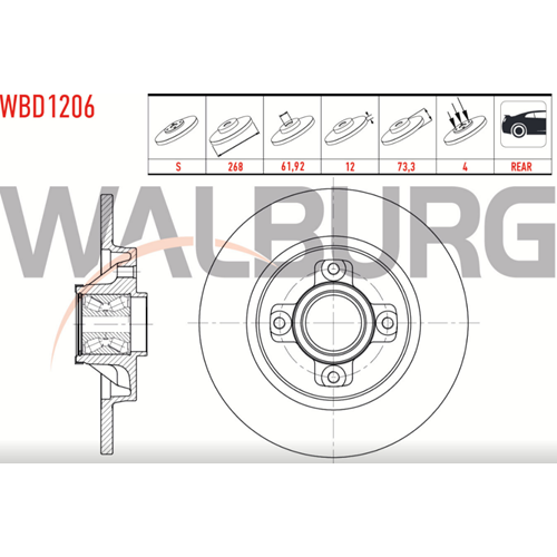 Fren Diski Peugeot 308, 5008, PİCASSO, Citroen Berlingo Arka - 268 MM
