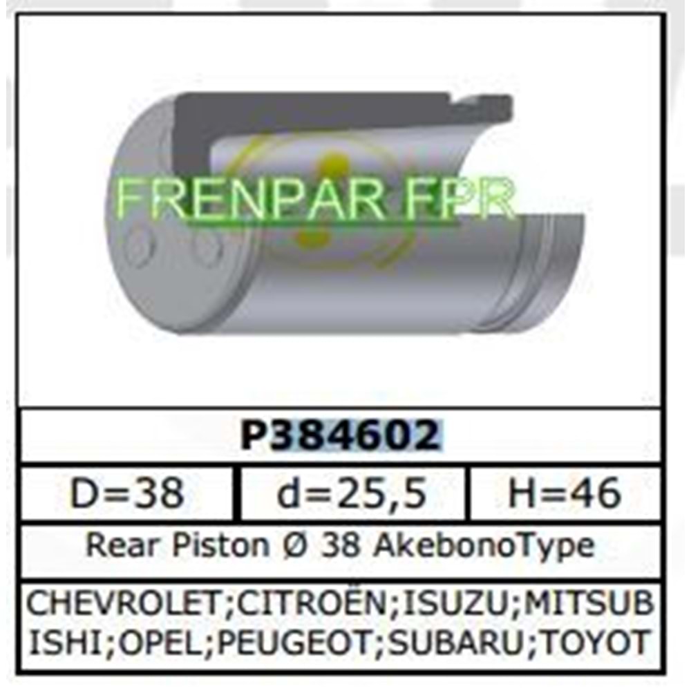 Fren Kaliper Pistonu Mitsubishi, Opel, Peugeot, Land Rover Discovery, Subaru Ön