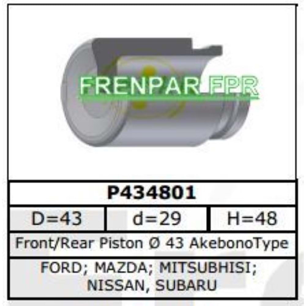 Fren Kaliper Pistonu Ford, Hyundai Kia, Nissan