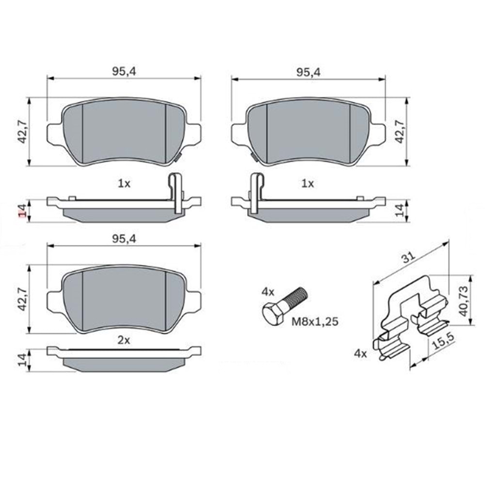Disk Balata Opel Astra G-H, Corsa C, Meriva, Combo, Zafira B, Hyundai İX20, Kia Venga Arka - Bosch