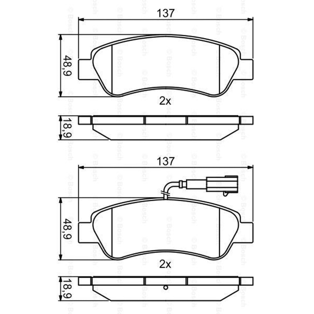 Disk Balata Fiat Ducato, Peugeot Boxer, Citroen Jumper 3.0 HDİ Arka (Fişli) - Bosch