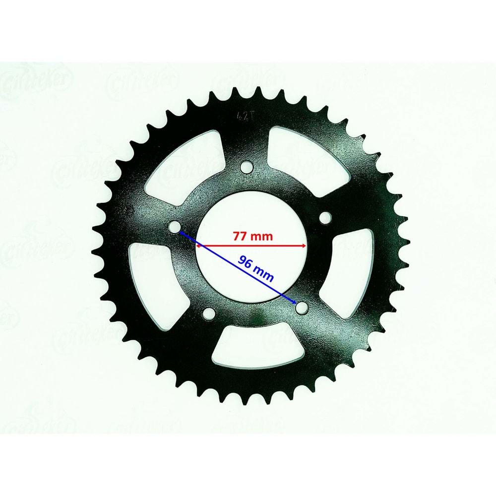 ARKA DİŞLİ 520-42T İÇ 77 mm 5 DELİKLİ CF NK 250