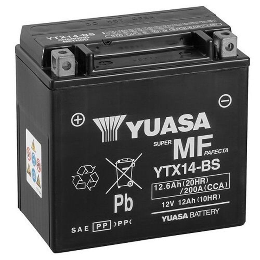 YUASA AKÜ YTX14-BS 12V-12.6 AMPER 200 CCA BAKIMSIZ AKÜ